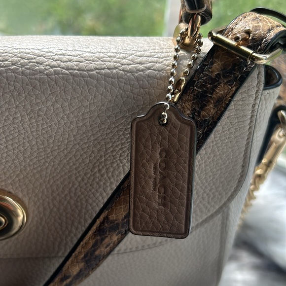 Coach Marlie Top Handle Satchel pebbled leather with Snakeskin detail, EUC - Picture 7 of 17
